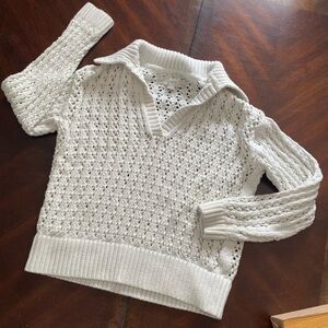 LOFT Cream V-Neck Knit Sweater